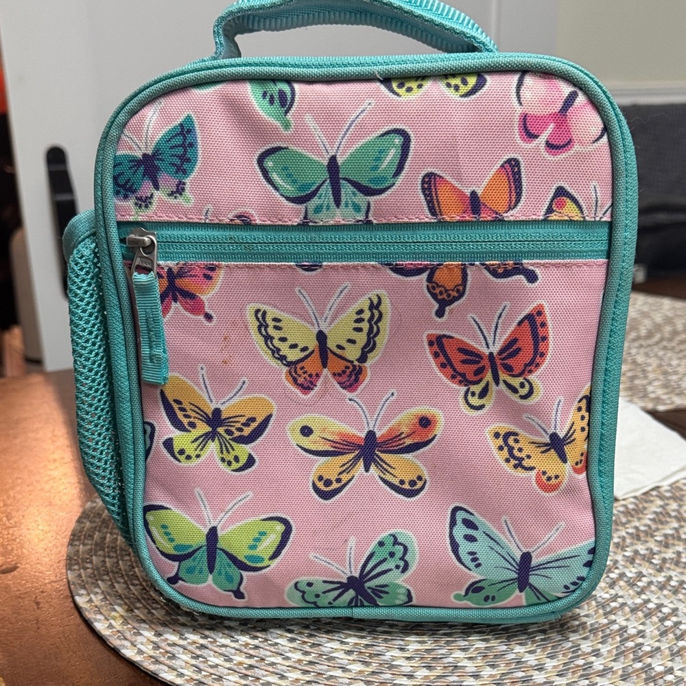 Pottery Barn Kids Butterfly Lunch Bag - Pink and Teal